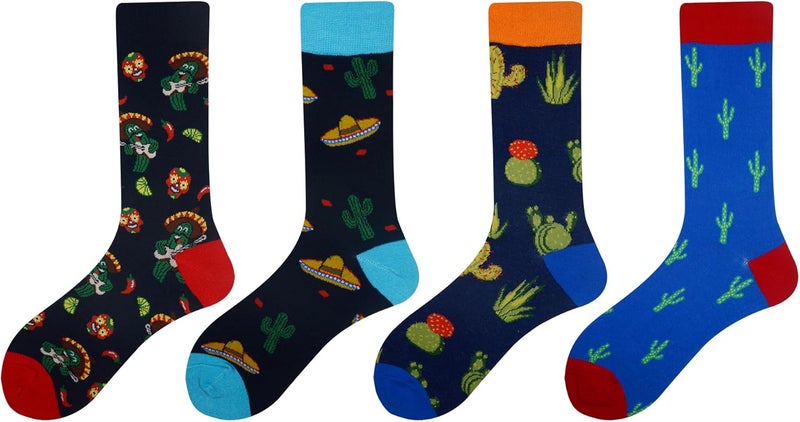 Cansok Men's 2/4 Packs Fun Crazy Novelty Dress Crew Socks - Image 2